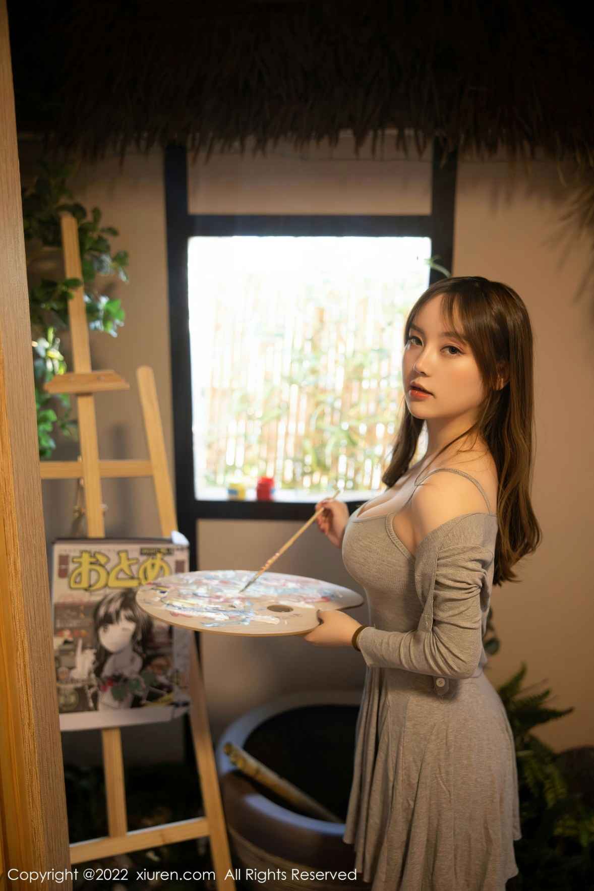 XiuRen 秀人 No.5943 豆瓣酱 绘画主题拍摄性感写真 - 1