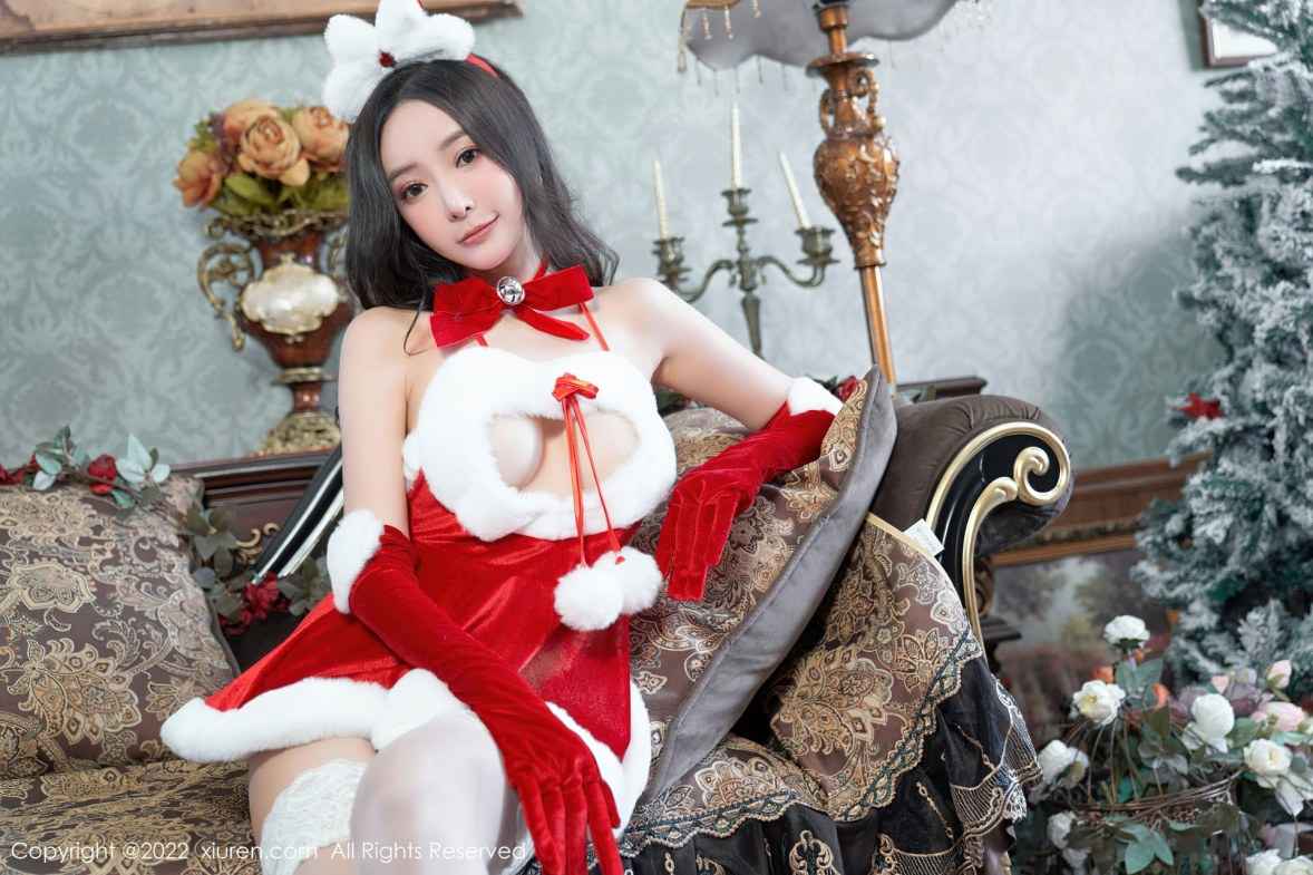 XiuRen 秀人 No.6045 王馨瑶yanni 红色圣诞装服饰性感写真 - 8