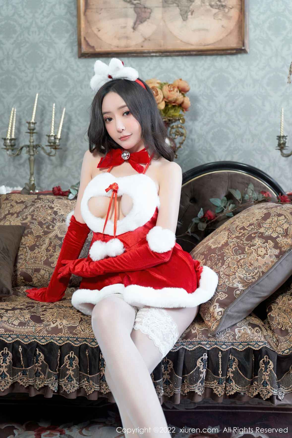 XiuRen 秀人 No.6045 王馨瑶yanni 红色圣诞装服饰性感写真 - 10